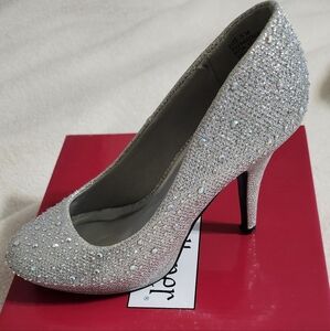 Women's Silver Glitter Heels Size 5